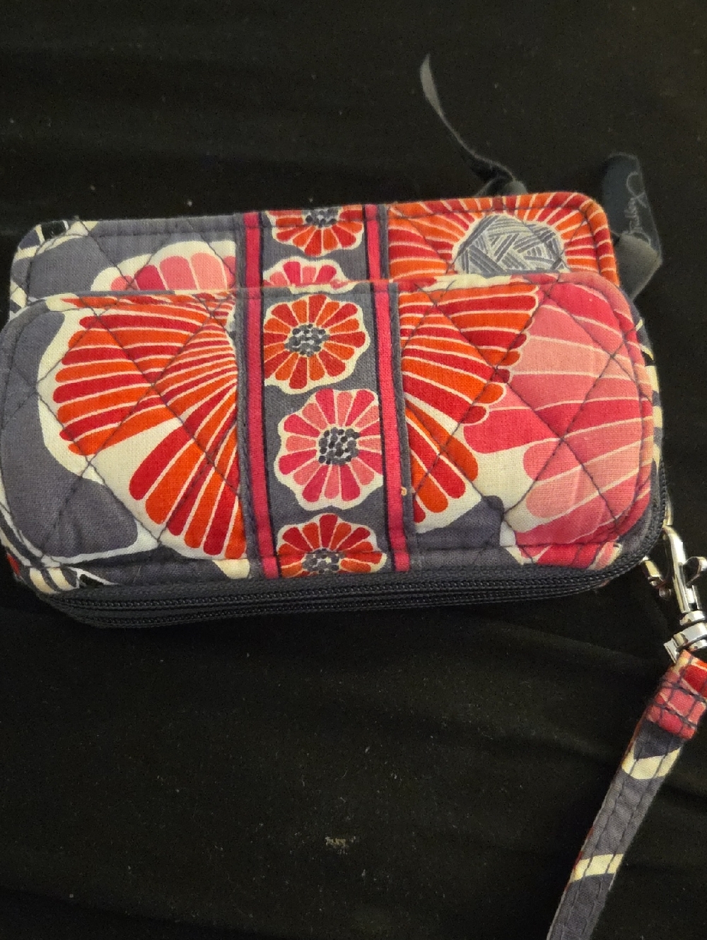 Vera Bradley Pink Red Purple Floral Quilted Wristlet Wallet